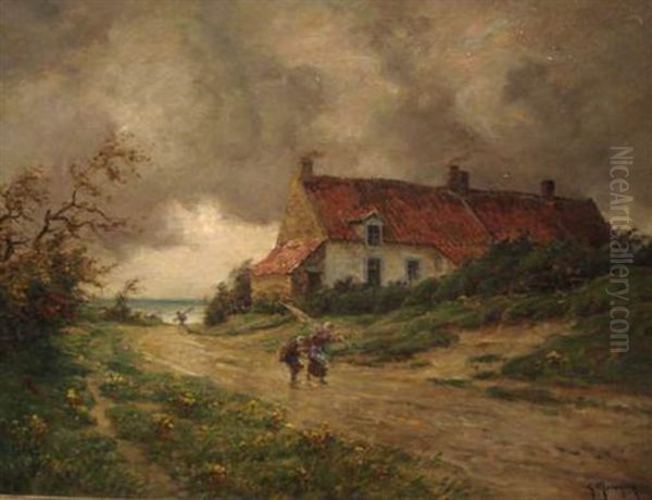 Retour De La Peche Aux Coquillages Oil Painting by Georges Philibert Charles Maroniez