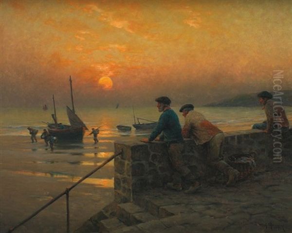 Le Retour De La Peche Oil Painting by Georges Philibert Charles Maroniez