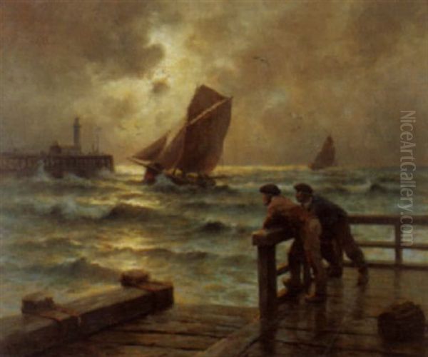 Retour De La Peche Oil Painting by Georges Philibert Charles Maroniez