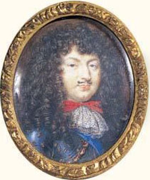 Portrait De Louis Xiv En Armure Fleur De Lysee Et Regardant Vers La Droite Oil Painting by Samuel Bernard