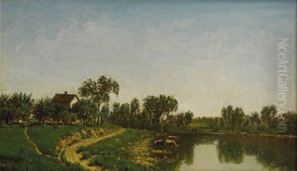 Pastoral Landscape Oil Painting by William Lewis Marple