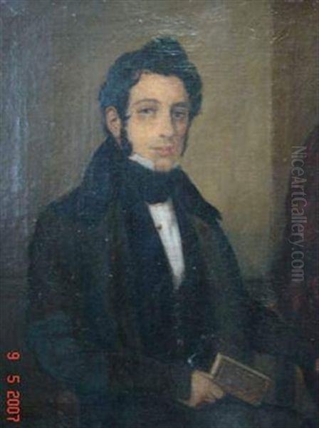 Portrait D'un Homme De Lettre Dit Alphonse De Lamartine Oil Painting by Aime Benoit Marquet