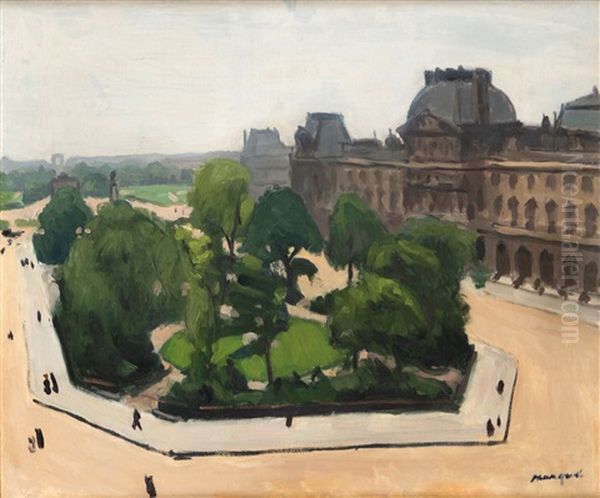 Figures Feasting In A Formal Garden Oil Painting by Albert Marquet