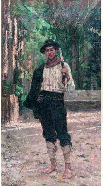 Jeune Chasseur Oil Painting by Henrique Bernardelli