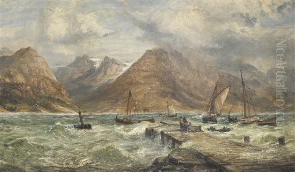 The Landing Stage On A Stormy Day by James Richard Marquis