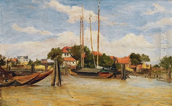 Landschaft An Der Elbe Oil Painting by James Richard Marquis