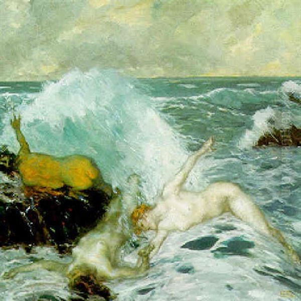 Sea Nymphs Oil Painting by Carl von Marr