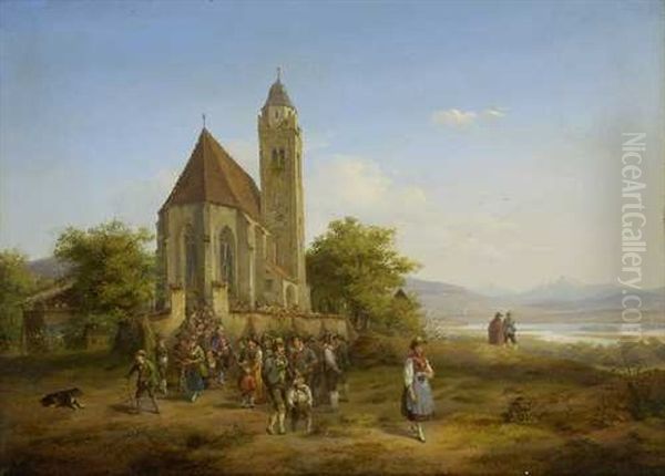 Nach Dem Kirchgang Oil Painting by Heinrich Marr