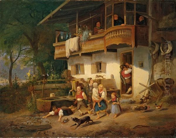 Die Vertreibung Aus Dem Bauernhaus Oil Painting by Heinrich Marr