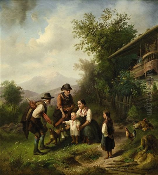 Der Besuch Der Groseltern Oil Painting by Joseph Heinrich Ludwig Marr