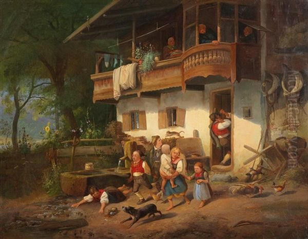 A Quarrel At The Tavern Oil Painting by Joseph Heinrich Ludwig Marr