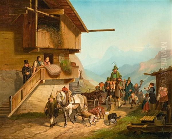 Der Bauernumzug Oil Painting by Joseph Heinrich Ludwig Marr