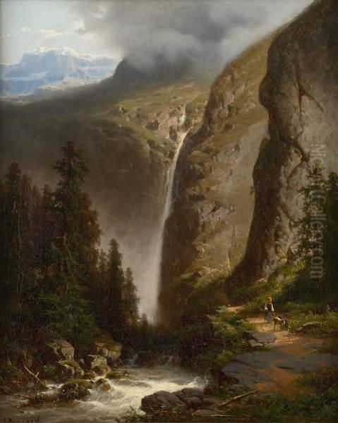 La Cascade Oil Painting by Joseph Bernardi