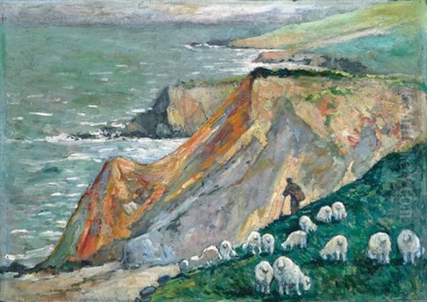 Falaises Et Moutons Oil Painting by Henri Marre