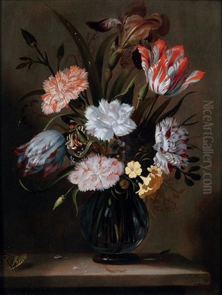 Bouquet De Fleurs Sur Un Entablement Oil Painting by Jacob Marrel