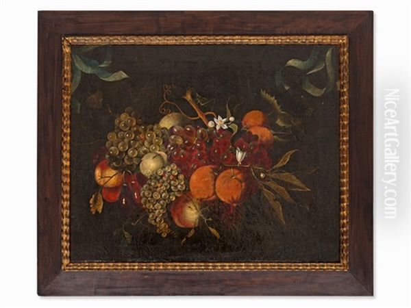 A Swag Of Fruits And Flowers Oil Painting by Jacob Marrel