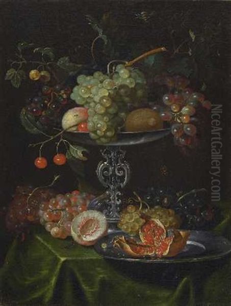 Stillleben Mit Fruchten Und Insekten Oil Painting by Jacob Marrel