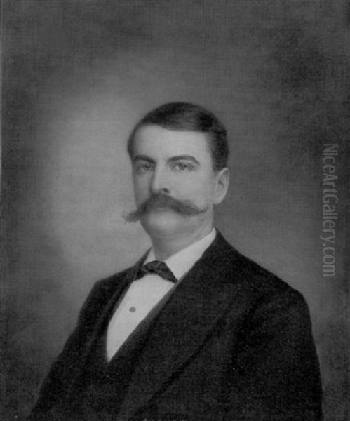 Portrait Of A Gentleman With A Handlebar Mustache Oil Painting by Nicola Marschall