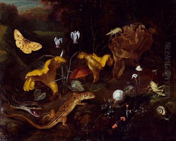 Sous-bois-stillleben by Otto Marseus van Schrieck