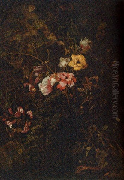 A Forest Floor Still Life, With Ivy And Flowers Oil Painting by Otto Marseus van Schrieck