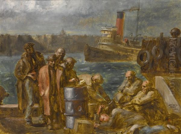 On The Hudson Oil Painting by Reginald Marsh