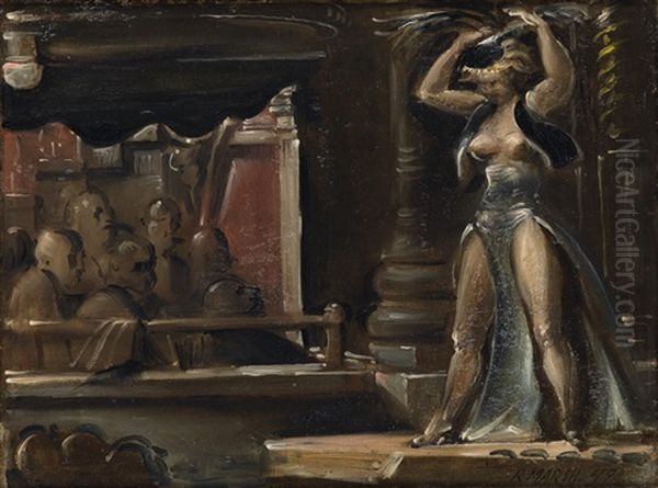 Hudson Burlesk Oil Painting by Reginald Marsh