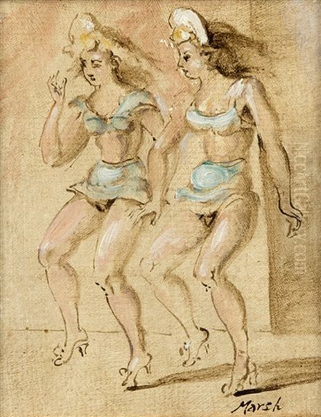 Two Burlesque Dancers Oil Painting by Reginald Marsh