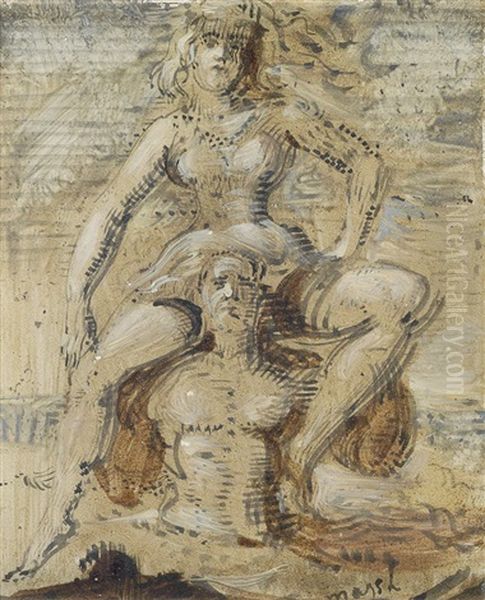 Strongman And Lady Friend Oil Painting by Reginald Marsh