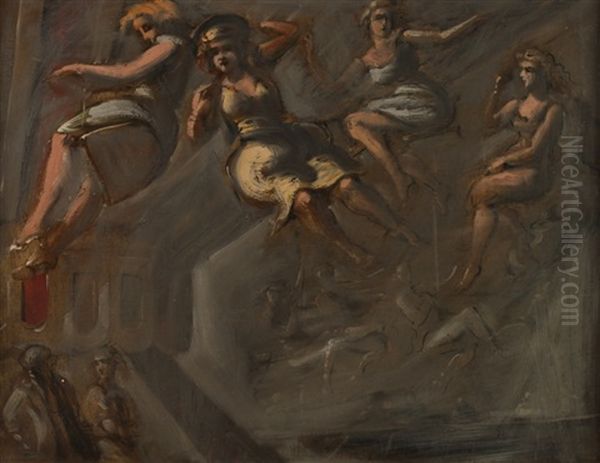 Flying Figures Oil Painting by Reginald Marsh