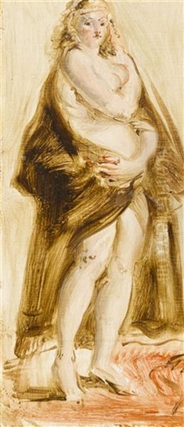 Standing Female Nude, After Rubens Oil Painting by Reginald Marsh