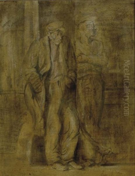 Two Men Standing On A Street Corner Oil Painting by Reginald Marsh