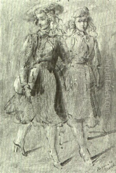 Two City Strollers Oil Painting by Reginald Marsh