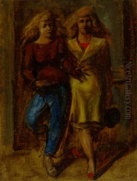 Two Women Walking Oil Painting by Reginald Marsh