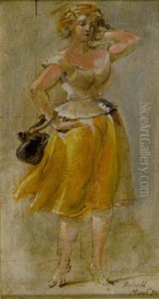 Girl In A Yellow Dress Oil Painting by Reginald Marsh