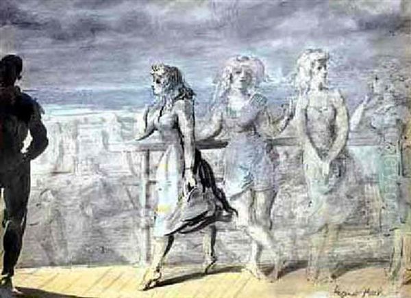 Belles On The Boardwalk Oil Painting by Reginald Marsh