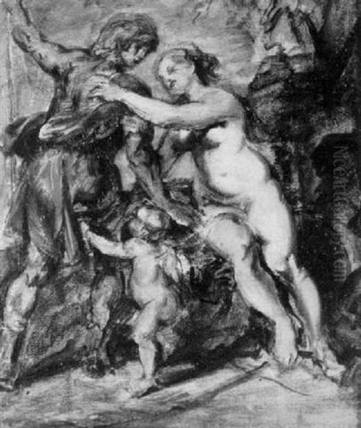 Rubens' Venus & Adonis Oil Painting by Reginald Marsh