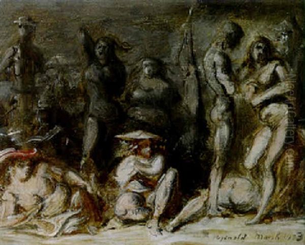 Beach Scene Oil Painting by Reginald Marsh