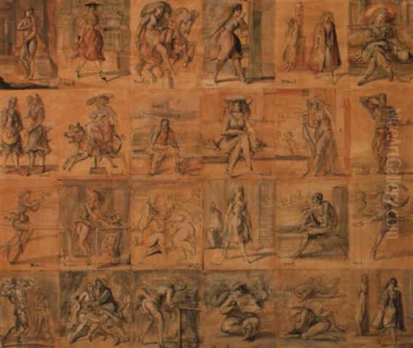 Group Of Twenty-four Card Designs Oil Painting by Reginald Marsh