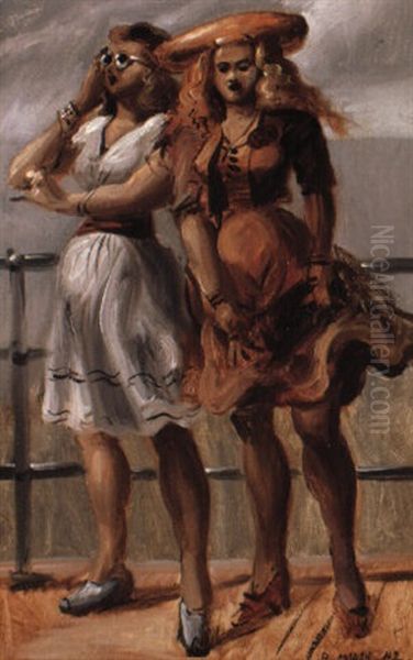 Two Girls Standing Oil Painting by Reginald Marsh