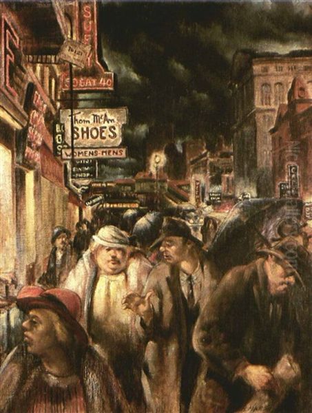 14th Street, 1927 Oil Painting by Reginald Marsh