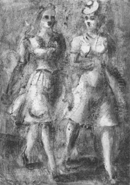 Two Girls Of The Night Oil Painting by Reginald Marsh