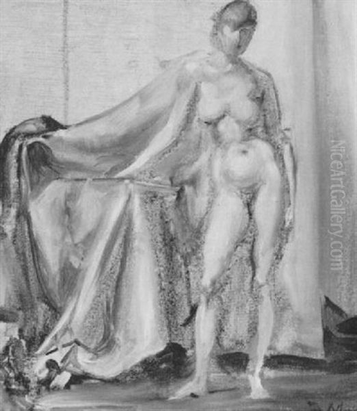 Standing Nude Oil Painting by Reginald Marsh