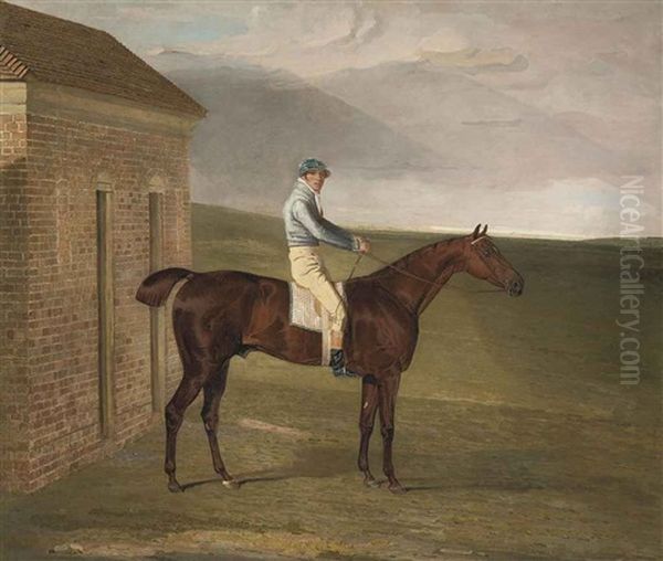 Burleigh, A Chestnut Racehorse, With Sam Chifney, At Newmarket Oil Painting by Benjamin Marshall