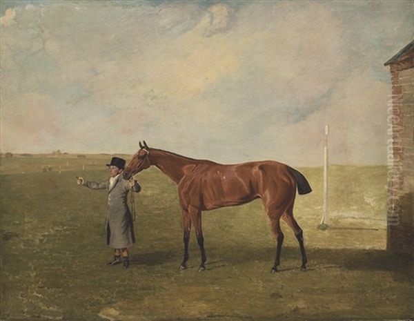 The Hon. George Watson's Neva Held By A Groom, At Newmarket Oil Painting by Benjamin Marshall