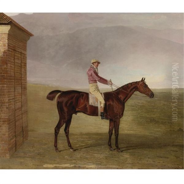 Mr Henry Vansittart's Chestnut Colt Burleigh With Sam Chifney Up, By The Rubbing-down House At Newmarket Oil Painting by Benjamin Marshall