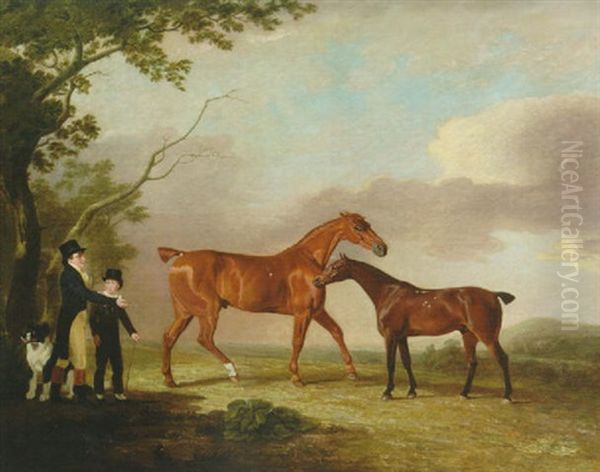 Lord Barrington With His Favorite Hunters Oil Painting by Benjamin Marshall