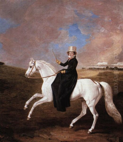 Portrait Mary Musters On Grey Horse Oil Painting by Benjamin Marshall