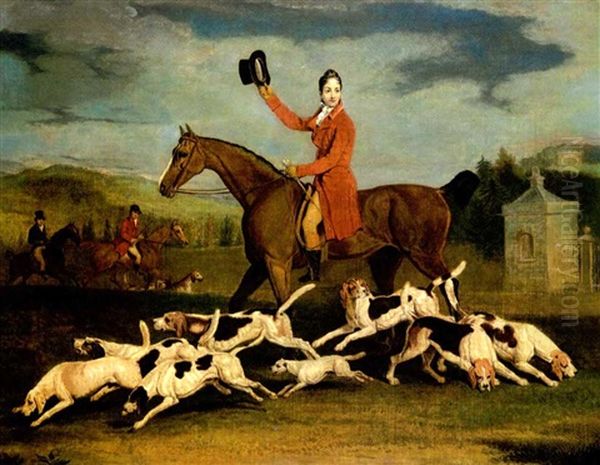 Francis Duckett Ashley On A Light Bay Hunter With His Hounds Oil Painting by Benjamin Marshall