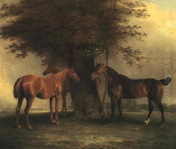 Hunters At Grass Oil Painting by Benjamin Marshall