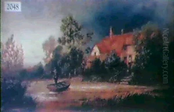 Cottage By The River Oil Painting by Charles Marshall